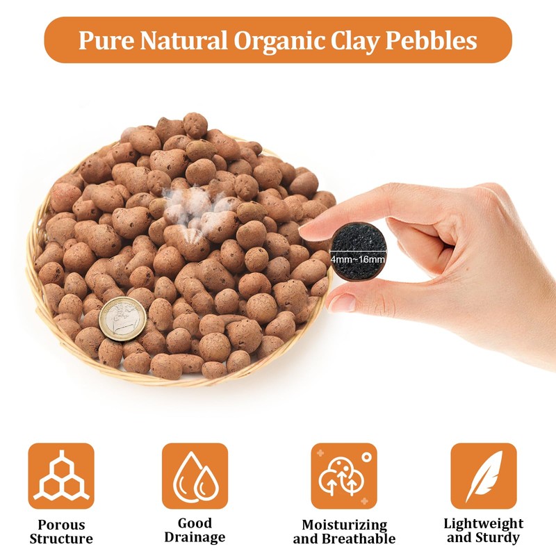 Riare 10 LBS Organic Expanded Clay Pebbles - 4mm-16mm Natural