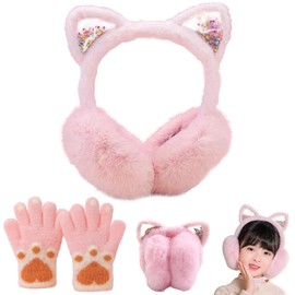 DKDDSSS 1 x Ear Warmer, Earmuffs Ear Warmers Girls Cute Cat Ears Design Earmuffs Soft Ear Warmers Winter Plush Earmuffs Headgear Winter Accessory, 1pcs