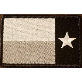 Texas State Left Reverse Flag Lone Star Embroidered Patch Fastener Backing Hook & Loop Morale Tactical Shoulder Emblem Black Border #8