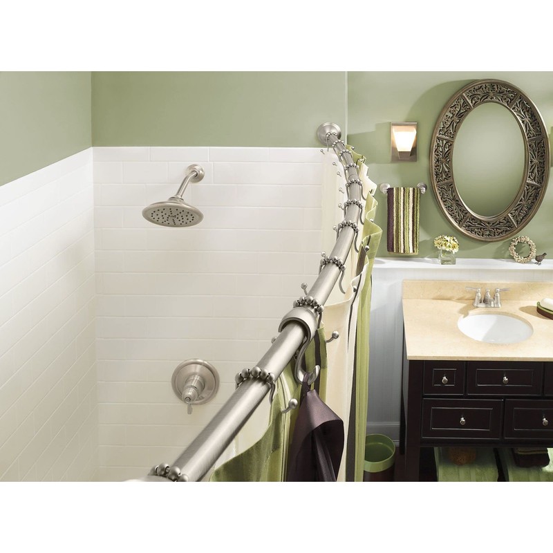 Moen Brushed Nickel Shower Curtain Rings with Double Hooks for