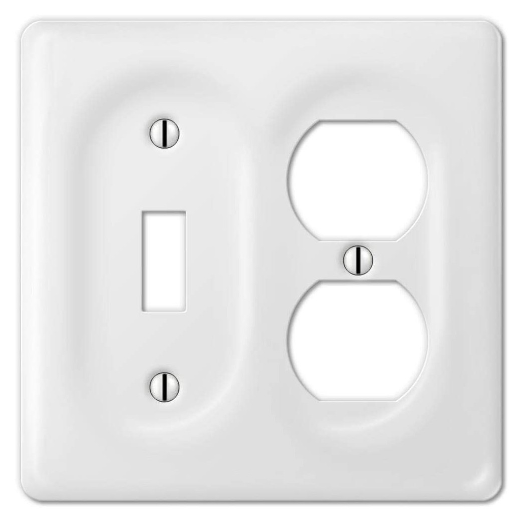 Atron Porcelain Decorative Switch plate, Wall plate, Cover, Rectangular White, Toggle Duplex - 3002TD