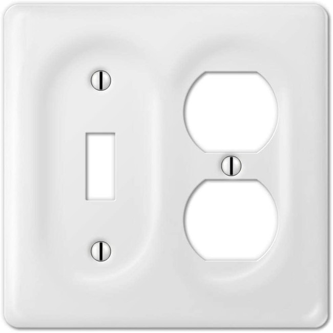 Atron Porcelain Decorative Switch plate, Wall plate, Cover, Rectangular White, Toggle Duplex - 3002TD