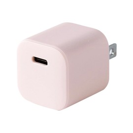 Itsuwa Shoji PD20W USB-C Fast Charging Adapter, Compact Size, 4 Pastel Colors (Blue/Beige/Pink/Purple), Compatible with Smartphones/Tablets, PSE Mark Compatible (Pink)
