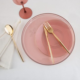 LUXE PARTY NYC Plastic 30 Pack Dinnerware Plates | Disposable|10.25"| Dinner Plate|Partyware| Party Supplies | Holidays | Rose and Gold