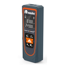 NEDO Laser mEssfix 40 – Kompakter Laser-Entfernungsmesser bis 40 m – ±3 mm Genauigkeit – Flächen-/Volumenberechnung – Pythagoras-Funktion – für Profis & Heimwerker