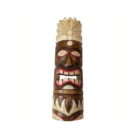 Artificial Tiki Mask 50 cm Wooden Feather Decoration Tribal Polynesia