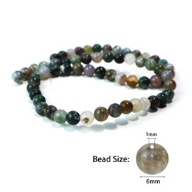 BLAESIFF Natural Gemstone Beads for Jewelry Making, 6mm Loose Round Semi-Precious Stone Beads for Bracelets and Necklaces 58-60pcs (Indian Agate 6mm)