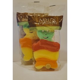 Unbranded AQUA MASSAGE BODY SPONGE FOR KIDS Bear shaped sponge 2 pack