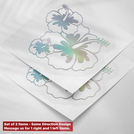 NBFU Hawaiian Hibiscus Flower 3 (Hologram) (Set of 2) Premium Waterproof Vinyl Decal Stickers for Laptop Phone Accessory Helmet Car Window Bumper Mug Tuber Cup Door Wall Decoration