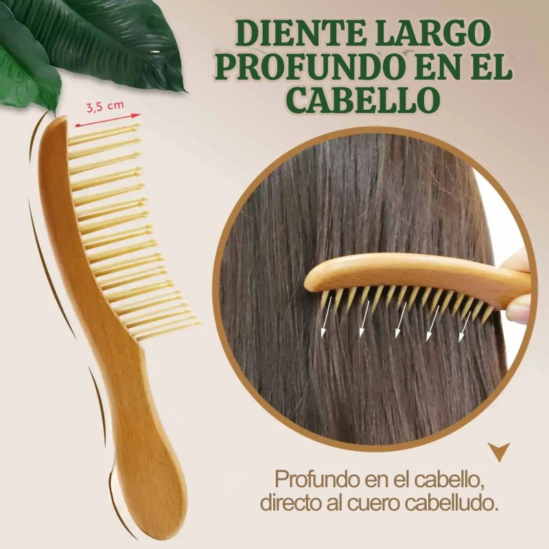 Peine Natural Bambú Cerdas Anchas Ecológico Cabello Sano F