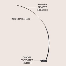JONATHAN Y JYL7134A Enzo 68" Contemporary Minimalist Metal Arc Dimmable Integrated LED Floor Lamp for Bedroom, Living Room, Office, Black