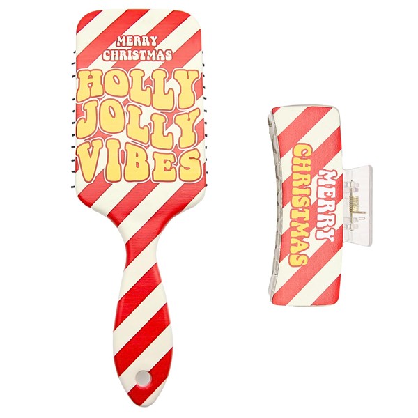 Onpalette Santa-Themed Christmas Hair Brush & Matching Hair Claw Clip
