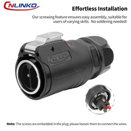 CNLINKO LP-24 2-Pin Screw Lock Waterproof Connector, IP68 Aviation Circular Quick Plug, M24 Male & Female Plug Pair (LP24 2-Pin Screwing)