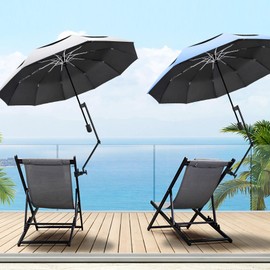 XLINGZA UPF 50+ Beach Umbrella with Adjustable Universal Clamp