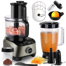 14 Cup Blender and Food Processor Combo for kitchen, large food processor for Chopping,Blending, Mixing,Mincing, Slicing, Shredding,Mincing, Purees & Dough Easy to Operate and Clean for Home Use,600W