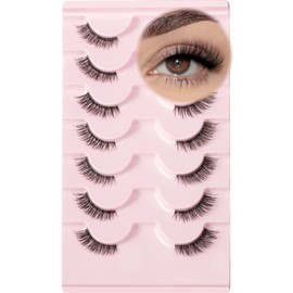 Half Lashes Natural False Eyelashes Wispy Lashes Strips Cat Eye Fake Eyelash Lash Natural Look Short Cateye Demi Wispies Pestañas Postizas for Women Daily Makeup and Beginners