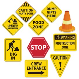 Construction Birthday Party Supplies 30 PCS Construction Signs Cutouts for Boy's Birthday Party Construction Theme Party, Construction Zone Party Decorations Favors