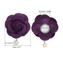 PATIKIL Camellia Flower Brooches, Vintage Fabric Flower Brooches Artificial Pearl Elegant Floral Pins for Women Hat Dress Shirt Tie Corsage, Purple