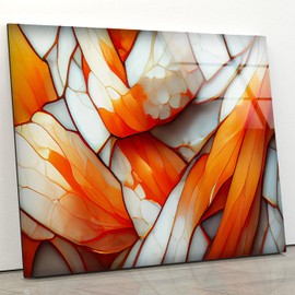My Photostation.com 20x20''Tempered Glass Wall Art Orange Stained Wall Decor Glass Printing Stained Wall Art Wall Hangings