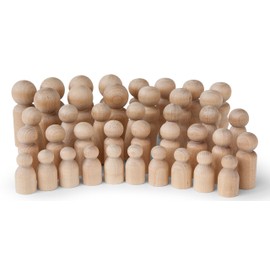 Koalabu Natural Unfinished Wooden Peg Doll Bodies, Quality People Shapes, Great for Arts and Crafts, Birch and Maple Wood Turnings, Artist Set of 40 in 5 Different Shapes and Sizes