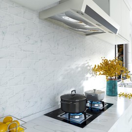 MORCART 10-Sheet Upgrade, Peel and Stick Backsplash, 12"x12" Premium Thicker Design Peel and Stick Tile for Kitchen Backsplash (Marble Colour)