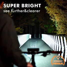 Bike Lights for Night Riding Rechargeable 8000 Lumens Bicycle Lights Front and Rear 5 Adjustable Modes 3 Bike Headlight and Tail Light Set Modes for Cycling (FYCQD01-BK-XY)