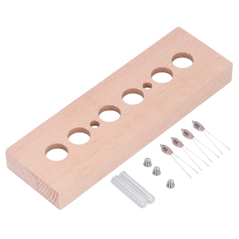 DIY Glow Tube Clock Kit 4 Lamps Beech Wood Enclosure