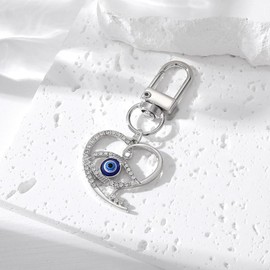 BlingNuts Evil Eye Heart Shaped Keychains Car Key Ring Bag Purse Keychains Good Luck Amulet Charm Keychains for Women Men