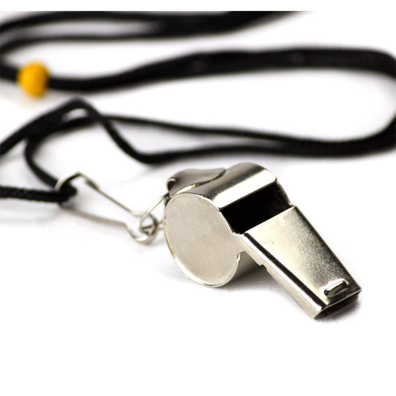 Crown Sporting Goods Stainless Steel Whistle with Lanyard – Great