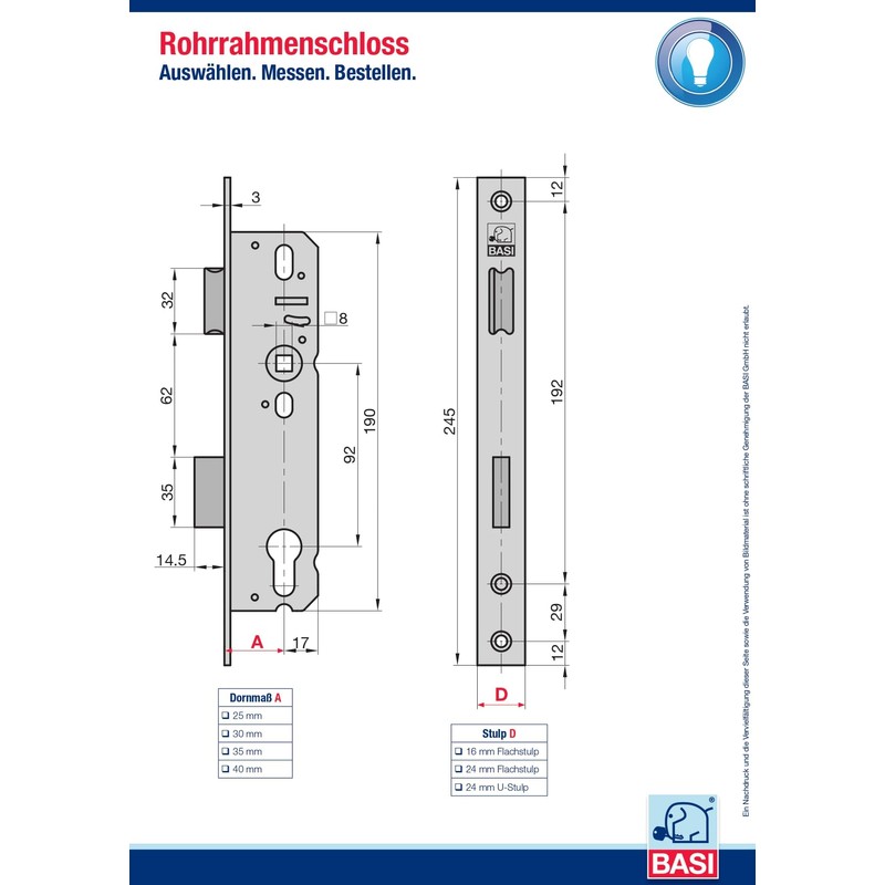 DY220018 Mortise Lock ES 958 PZW 92 mm Strike Plate,
