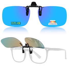 Epavouos Clip-On Polarised Sunglasses, UV400 Protection, Ideal for All Outdoor Activities (Blue, 60 mm x 43 mm)