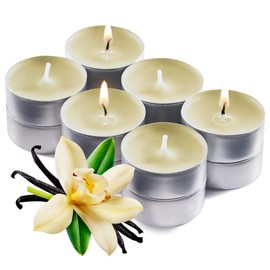 Ivory Scented Tealight Candles - Pack of 12 Scented Tea Light Candles with Long Lasting Aromas - Vanilla Fragranced Ivory Tealight Candles - 4 Hour Burn Time
