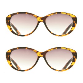 proSPORT Reader Sunglasses +2.25Tortoise 2 Pairs NOT BIFOCAL Cat Eye Frame Full Reading Smoke Lens for Women