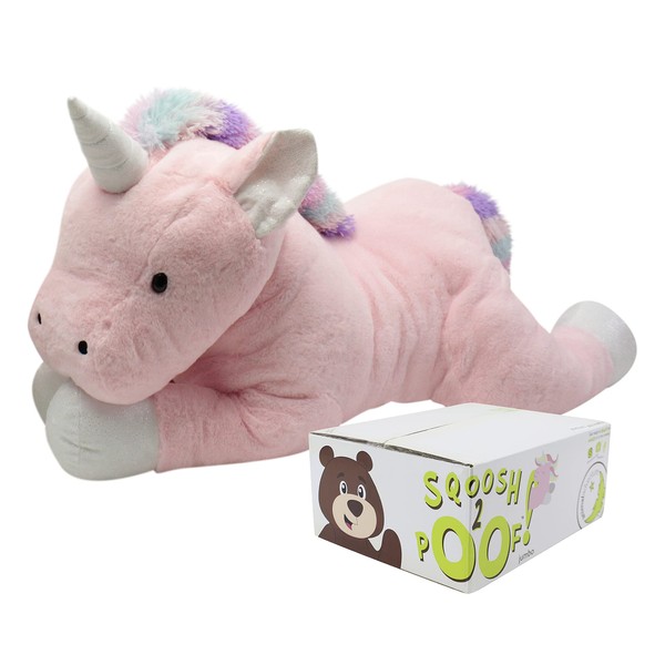 Animal Adventure | Sqoosh2Poof Giant, Cuddly, Ultra Soft Plush Stuffed Animal with Bonus Interactive Surprise - 44" Unicorn