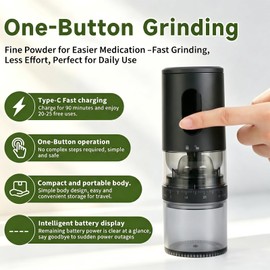 Electric Pill Crusher Herb Grinder - Ceramic Grinding Head for Herbs/Tablets/Vitamins, Portable & Easy to Clean, Ideal for Adults, Children & Pets