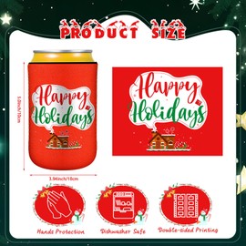 Pickmesh 12 Pcs Christmas Beer Can Coolers Sleeves Funny Neoprene Beer Can Covers Insulated Beverage Can Sleeves Bulk for Xmas Drink Bottle Winter Holiday Party Decorations