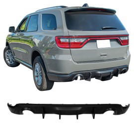 IKON MOTORSPORTS Rear Diffuser, Compatible with 2011-2025 Dodge Durango, IKON V2 Style Matte Black PP Polypropylene Shark Fin Rear Bumper Valance Spoiler, Air Dam Chin Splitter Molding 5PCS