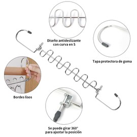 KIROTLA Perchas Mágicas Gancho para Ropa De Acero Inoxidable - 6 Orificios y Cabeza Giratoria Ranuras Diseño de Perchas Ganchos Organizador Multifuncionales de Ropa Múltiple Ahorra Espacio 5pcs (5)