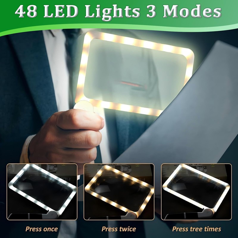 5X Magnifying Glass with Light, 48 LED Handheld Full Page