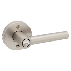 Kwikset Milan Entry Door Handle with Lock and Key, Secure Keyed Reversible Lever Exterior, Doorlock, For Front Entrance and Bedrooms, Satin Nickel, Pick Resistant Smartkey Rekey Security