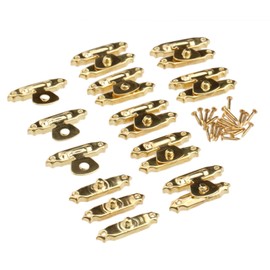Dophee 10Pcs Gold Retro Decorative Hasp Latch, Box Clasp With Mounting Nails for Jewelry Wooden Case, Toolbox, Suitcase, Treasure Chest, Trunk Hardware, 26x16mm/1.02"x0.63"