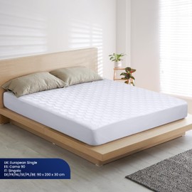 Utopia Bedding Quilted Waterproof Mattress Topper 90 x 200 cm, Mattress Topper, Waterproof Mattress Protector, Stretchy to 30 cm (White)