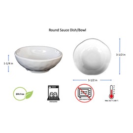 Z moments Melamine Soy Sauce Condiments Dishes Bowls Snack Dipping Desert Serving Bowl, 3.5" dia (2 oz) , White (96)