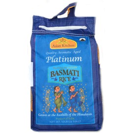 Asian Kitchen Platinum White Basmati Rice Extra Long Aged 10lbs (4.54kg) ~ All Natural | Vegan | Gluten Friendly | Indian Origin