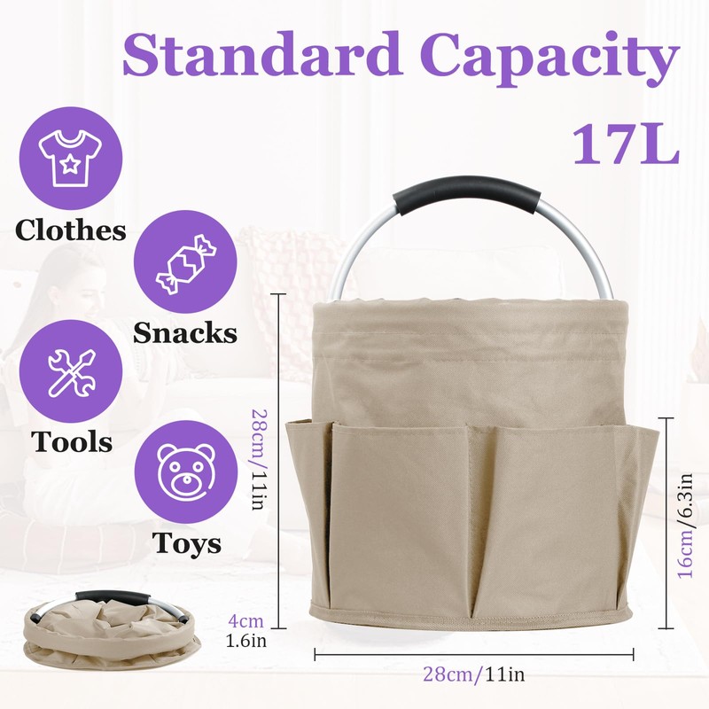 IHOMAGIC 17L Cleaning Supply Caddy with Soft Handle, Portable Shower