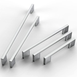 FURNIWARE Pack of 5 Furniture Handles, Cupboard Handles, Kitchen Handles, Chrome-Plated Furniture Drawer Handles, Handles for Kitchen Cabinets, Cupboards, Furniture Handles, Drawer Handles, 192 mm