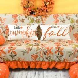 ONWAY Hello Fall Hello Pumpkins Pillow Covers 12x20 Inch Set of 2 Farmhouse Autumn Decorative Lumbar Pillowcases Thanksgiving Decor Patio Cushion Cases for Couch Home Decorations