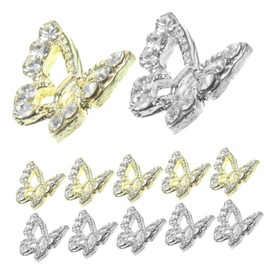 Healeved 40pcs Butterfly Nail Charms Shiny Manicure Decorations for Nail Art Rhinestone Accessories for Weddings Parties and Daily Use