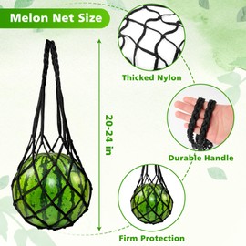 10 Pcs Melon Hammock Watermelon Nets, Melon Cradle for Garden to Prevent Falling, Heavy Duty Watermelon Mesh Bag for Growing Cantaloupe Pumpkin in Vertical Garden (Black)