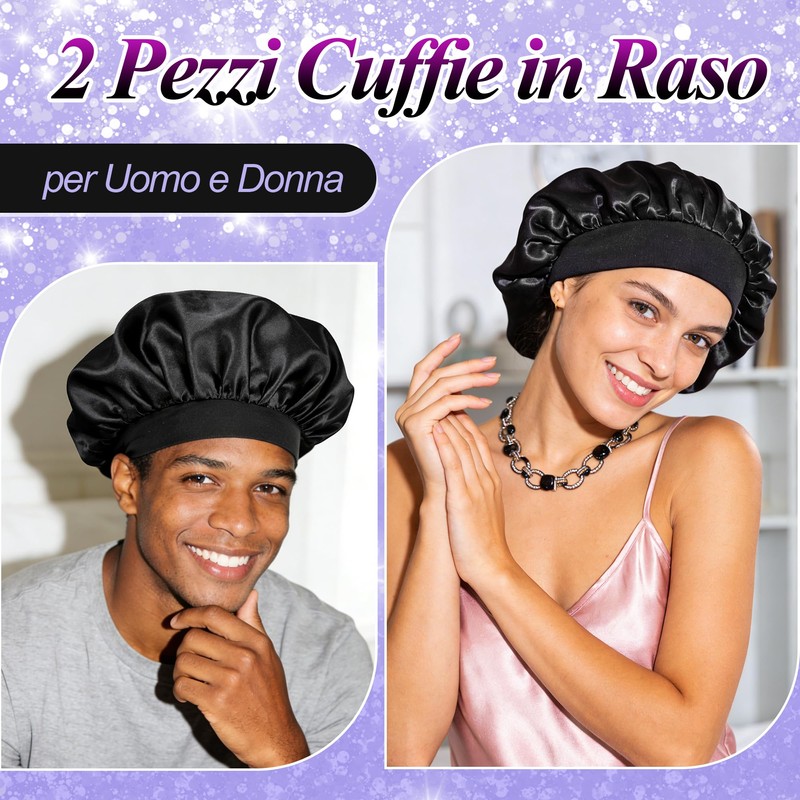 Cuffia Seta Capelli Notte Set di 2 Cuffia Capelli Seta,
